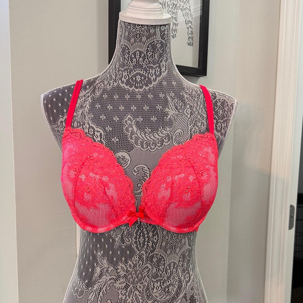 Victoria's Secret Hot Pink Lace Push-Up Bra